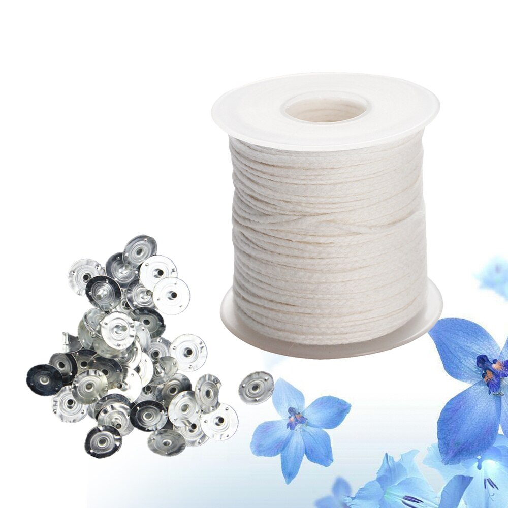 1 rol kaarsenmaakmateriaal, 61 meter gevlochten lont met 300 lipjes voor het maken van kaarsen