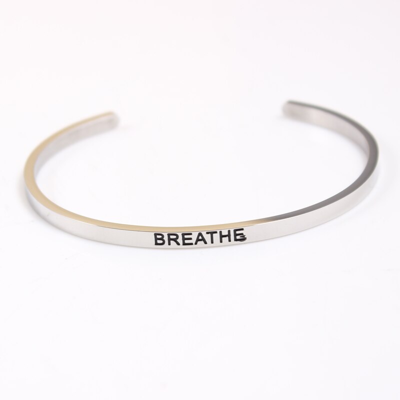 Stainless Steel Bar Engraved Positive Inspirational Quote Cuff Bangle Mantra Bracelet for Women Best Christmas