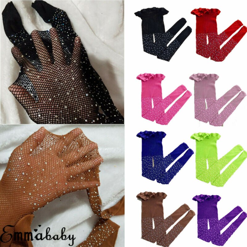 Kids Girls Sequin Mesh Fishnet Fish Net Pantyhose Tights Stockings Children High Stockings