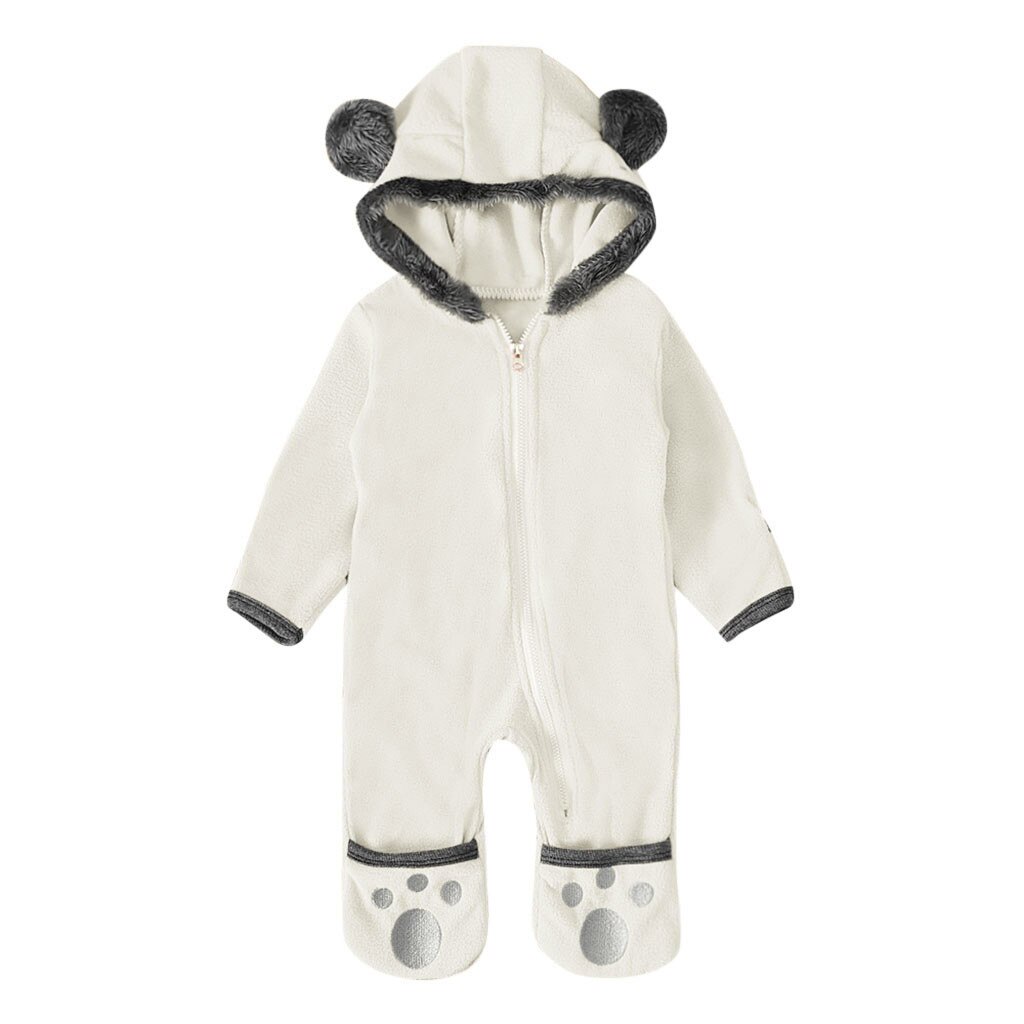 Hoodie Romper Jumpsuit Met Oren Infant Baby Meisjes Jongens Solid Cartoon Fleece Oren Hoodie Romper Kleding Jumpsuit Disfraz Baby