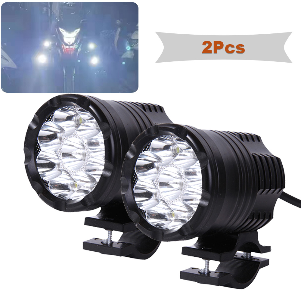 9 Chips Additional LED Headlights For Motorcycle High/Low/Strobe Long Range Lights Moto Fog Light Auxiliary Motocross Spotlight: PURPLE