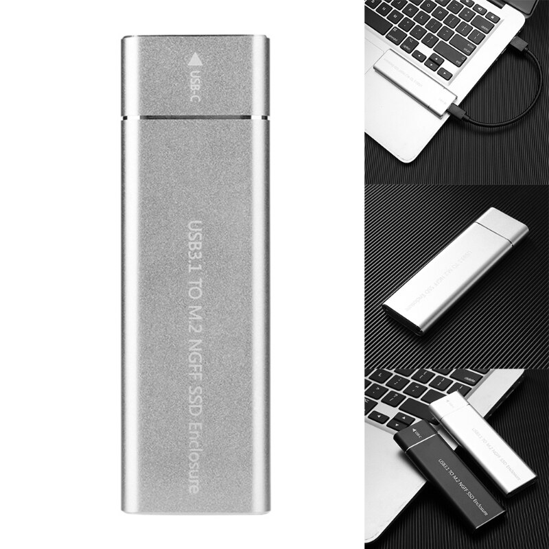 1 Set Aluminium Usb 3.1 Type-C Om M.2 Ngff Ssd Case 6Gbps Externe Harde Schijf Schijf Mobiele externe Behuizing Case Voor Laptop Pc