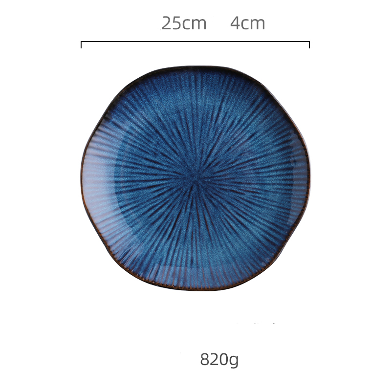 Blue Color Ceramic Tableware Home Flat Plate Deep Steak Dish Breakfast Dinner Plate Big Bowl Dinnerware Set Dish SetDinnerware: 10inch Flower Plate