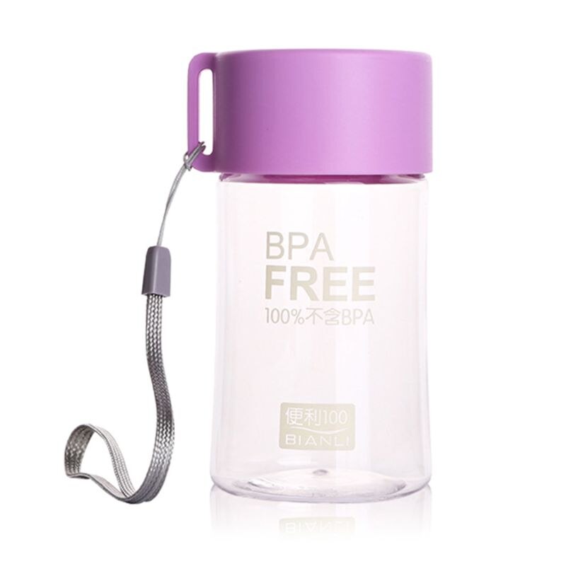 Botella de agua de plástico de 150 Ml, Mini botella de agua bonita para niños, botella de agua pequeña a prueba de fugas portátil: Morado