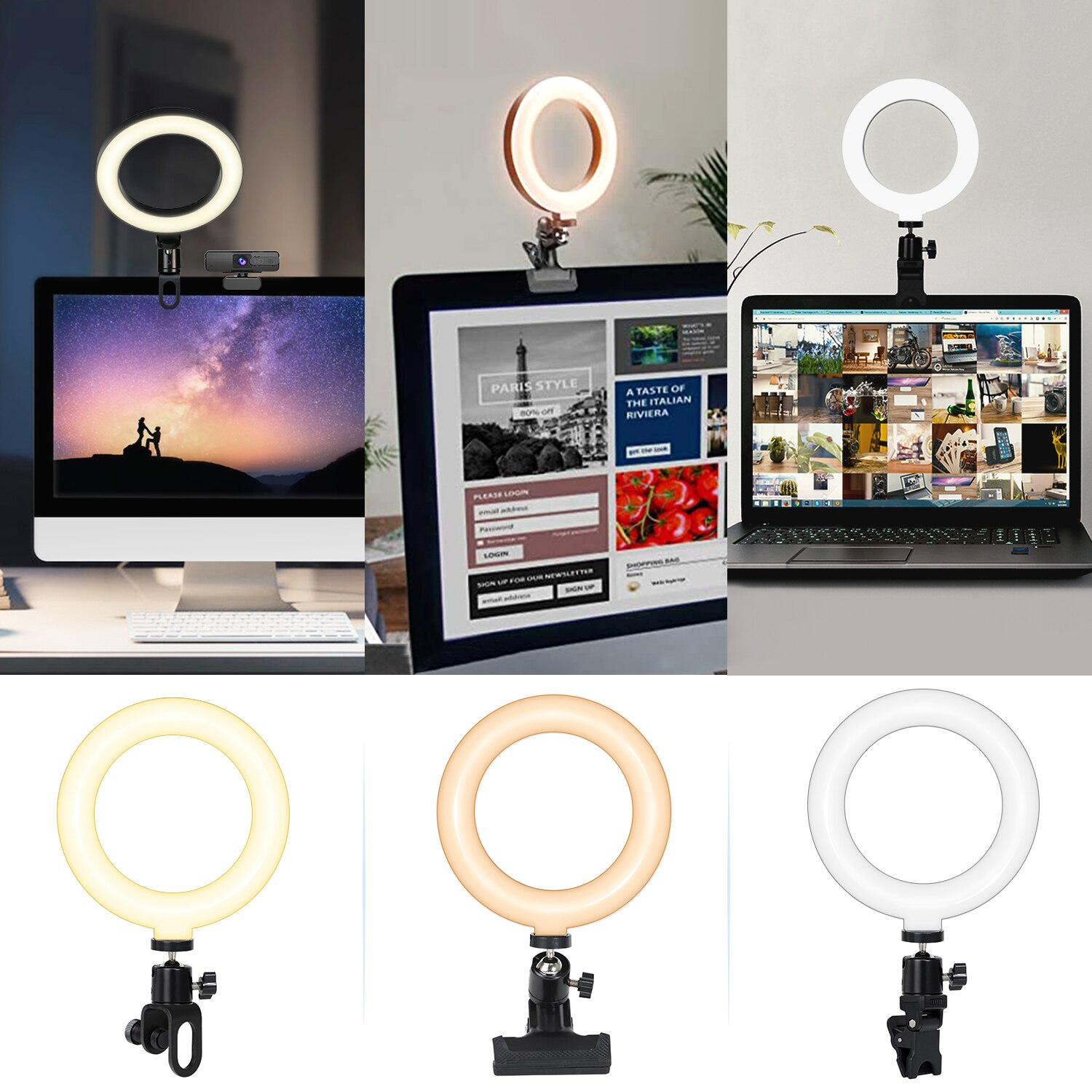 Selfie Ringlight Photography 16cm LED Rim Of RingLamp With Mobile Holder Stand Round Ring Light Tripod For Phone Smartphone Live