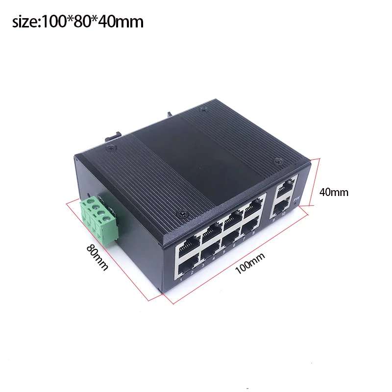 Mini interruptor ethernet industrial não gerenciado, 5/10 portas 10/100m 5v-58v 5/10 portas 100m, proteção contra raios 4kv, antiestático 4kv