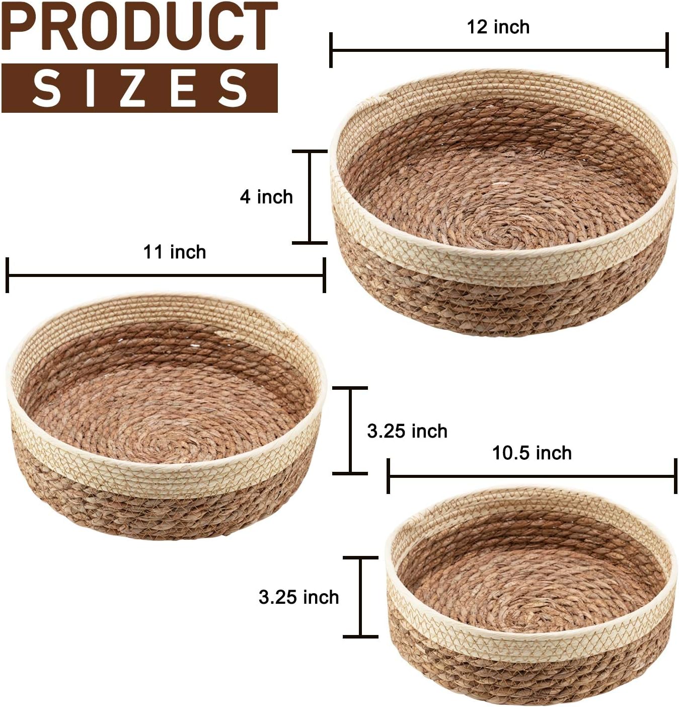 3-formaat geweven opbergmand, organiseren van stro cosmetica opbergmand, snack voedsel opslag tafel mand gemaakt van Cattail materiaal