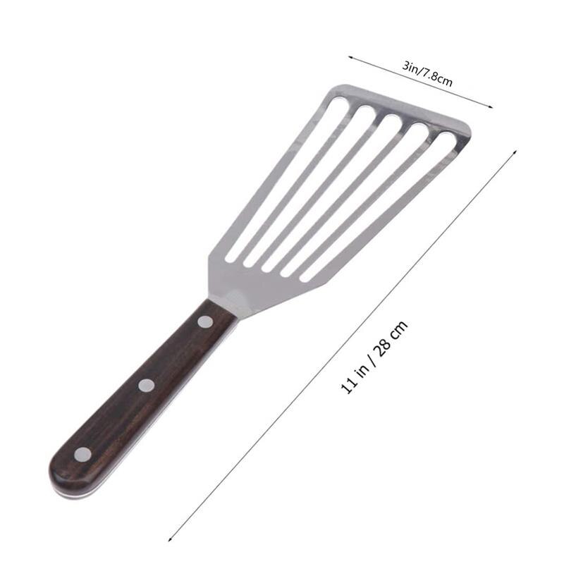 Fish Turner Set Fish Spatula With Wooden Handle Stainless Steel Fish Slice For Cooking Slotted Spatula Turner Cookware For BBQ