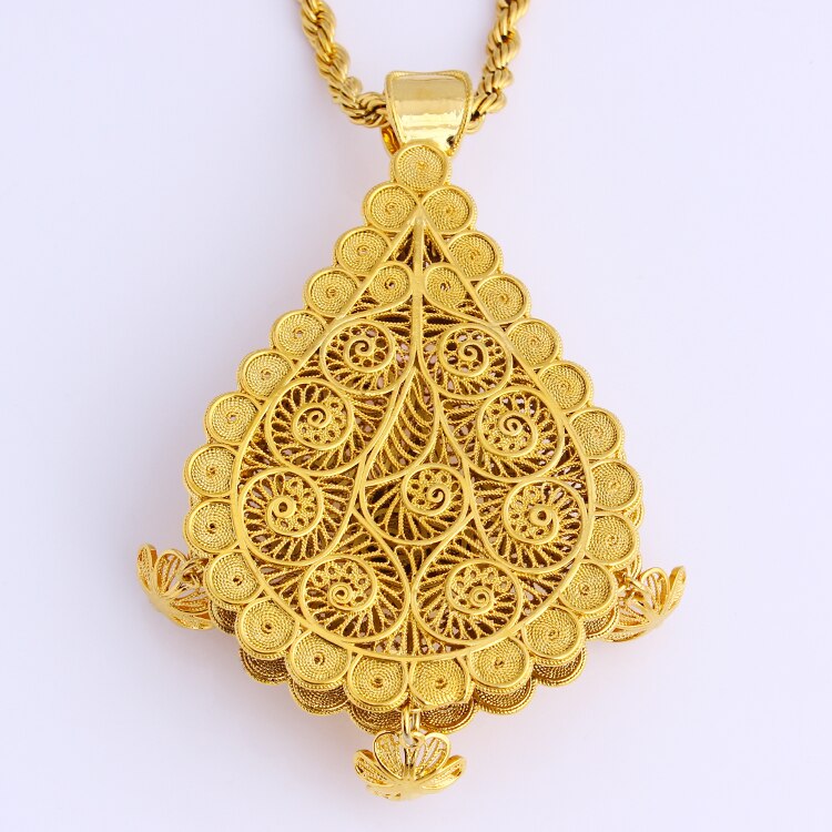 Adixyn Afrikanische Große Größe Schmuck Gold Farbe Halskette/Ohrringe/Anhänger für Frauen Arabischen/Afrikanische Hochzeit/Party N08082