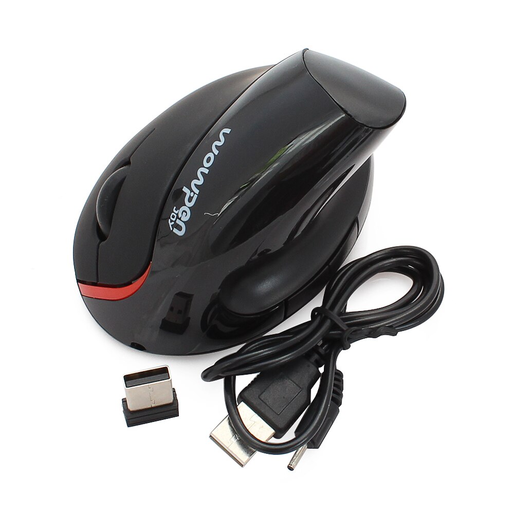 Chyi 5d 1600 dpi vertikale kabellose maus, ergonomische handgelenkschonende maus, wiederaufladbare maus für pc und laptop, für ein gesundes leben: Schwarze vertikale maus