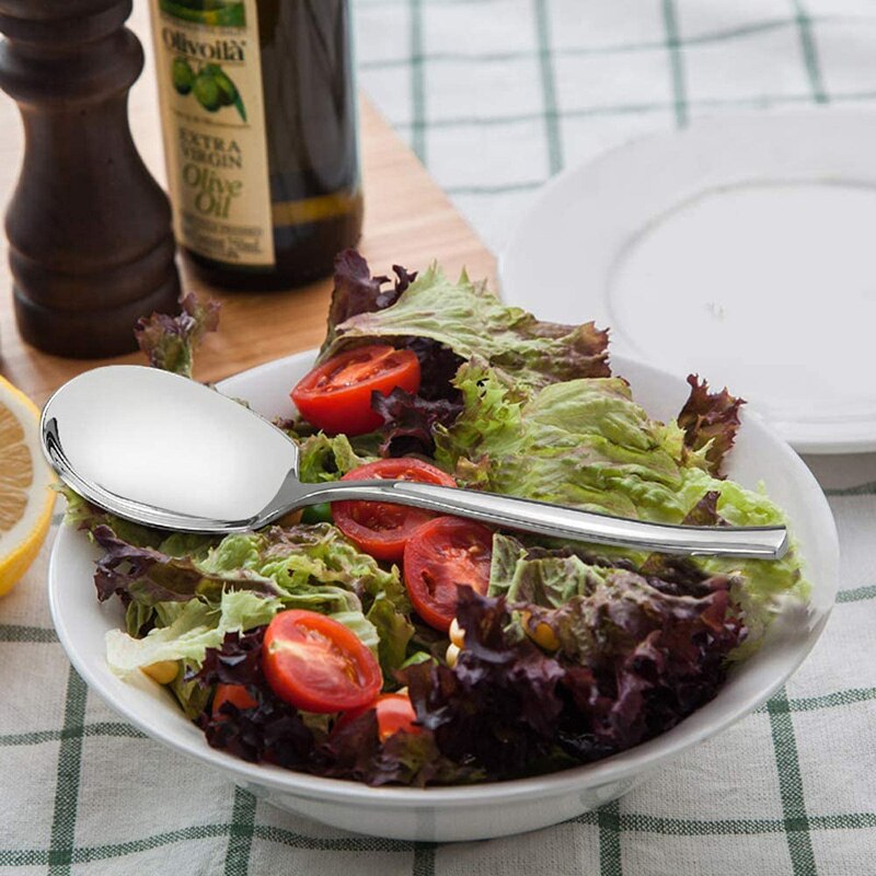 8PCS 304 Stainless Steel Serving Spoon Set for Catering, Large Serving Utensils Buffet Spoons Restaurant Supplies