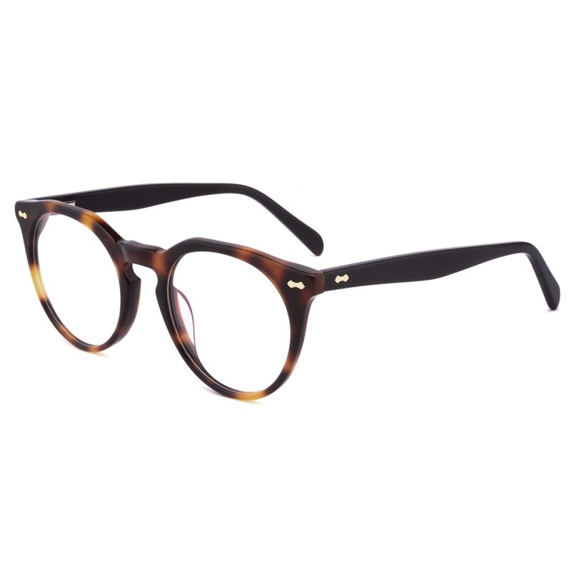 Lanspace-gafas redondas con montura de cristal para mujer, lentes transparentes Vintage, para miopía, luz azul: C3 Tortoiseshell