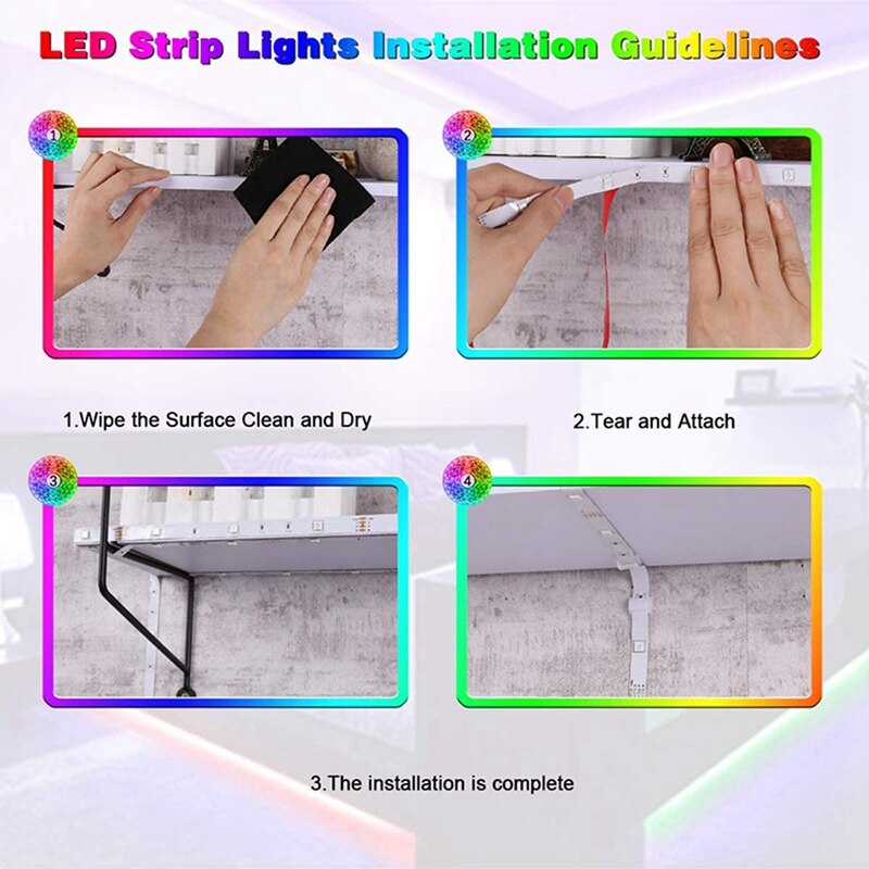 15M RGB LED Light LEDs Music Sync Color Changing SMD 5050 RGB Light Strips with APP/Silicone Key Controls US PLUG
