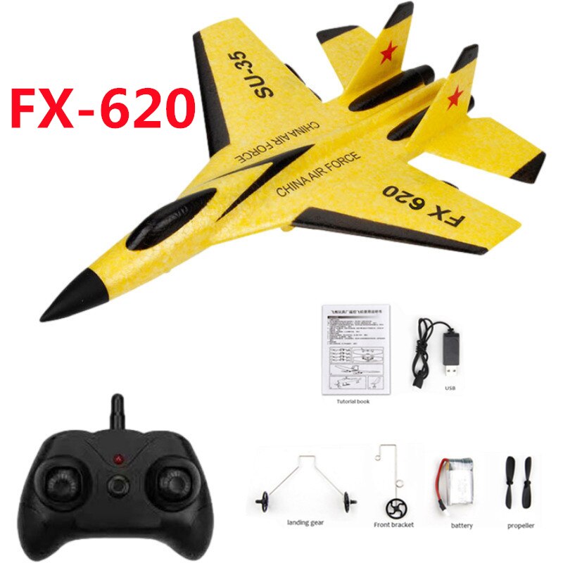 FX-820 SU-35 RC Remote Control Airplane 2.4G Aliante RC Drone Fighter Hobby Aereo Aliante Aereo EPP Schiuma Giocattoli RC Aereo All&#39;aperto: FX620 Yellow