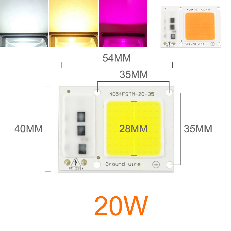 Kaguyahime LED COB Chip 20W 30W 50W 100W 220V For Spotlight Floodlight Outdoor Lamp No Need Driver Integrated Chip DIY LED Chip: COB 20W / Warm White