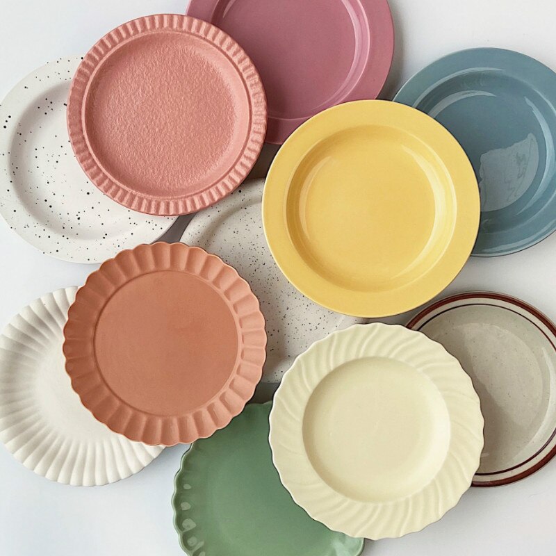 Dessert Serving Plate Decorative Cake Colorful Ceramic Sushi Nordic Plates Cute Snack Borden Servies Kitchen Supplies DE50CP