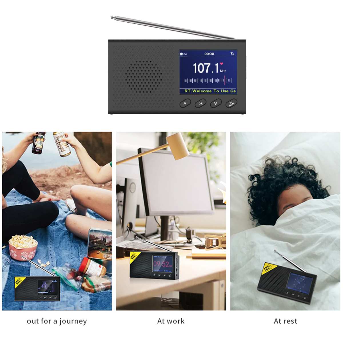 Portable Digital Radio AM FM bluetooth Speaker Stereo MP3 Player DAB Radio 2.4" LCD Screen LED Display Digital Tuner Broadcast