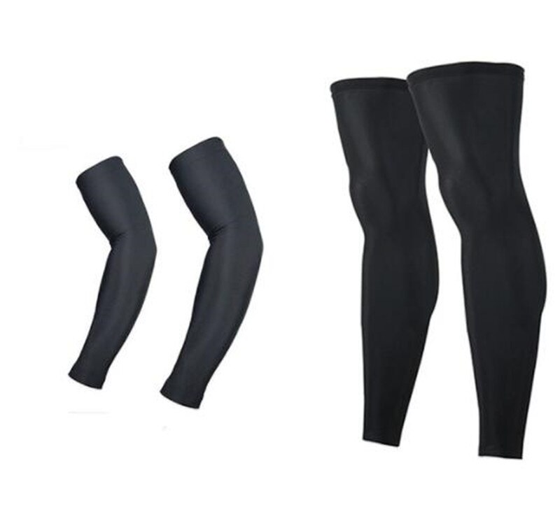 Arsuxeo fietsmouwen beschermende mouwen jogging golf armmouwen leggings mtb fietsmouwen armwarmers + beenwarmers uv: Zwart / M
