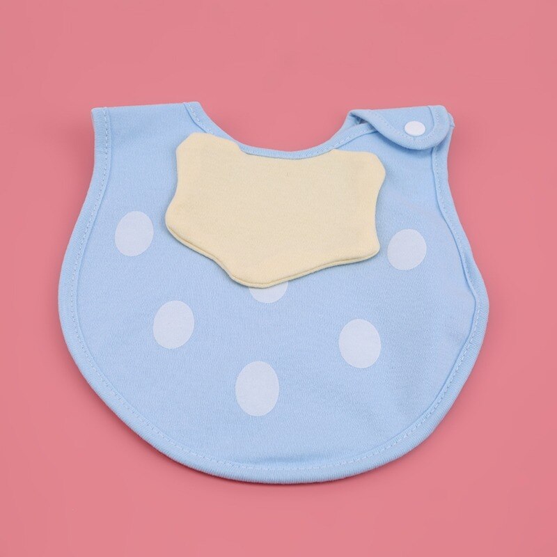 1pcs Lovely Baby Bibs Cotton Waterproof Lunch Feeding Bibs Baby Cartoon Feeding Cloth Children Baby Eatting Accessories: blue