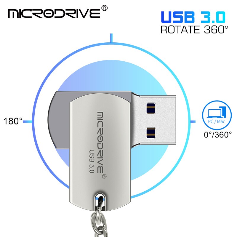 Rvs Usb 3.0 Flash Drive 128Gb Pend Drive 16Gb 32Gb 64Gb U Disk Usb Stick met Sleutelhanger Flash Drive