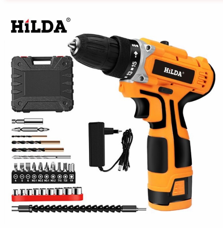 Destornillador eléctrico de 12V, Mini taladro eléctrico inalámbrico, batería de iones de litio, taladro eléctrico, herramientas eléctricas de dos velocidades