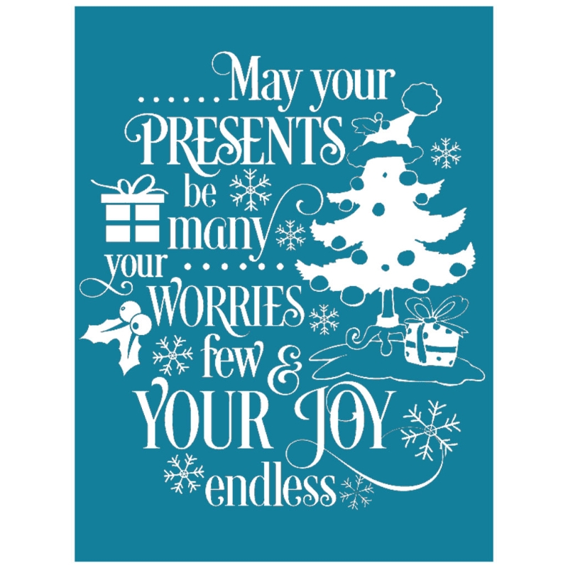 Christmas Tree Self-Adhesive Silk Screen Printing Stencil Reusable Sign DIY