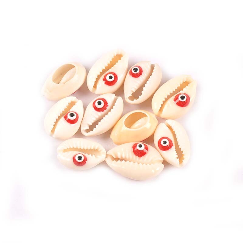 Evil Eyes Conch Shells Beads DIY Scrapbook Craft Natural Seashell For Making Jewelry Bracelet Nautical Home Decorations 10Pcs: 3