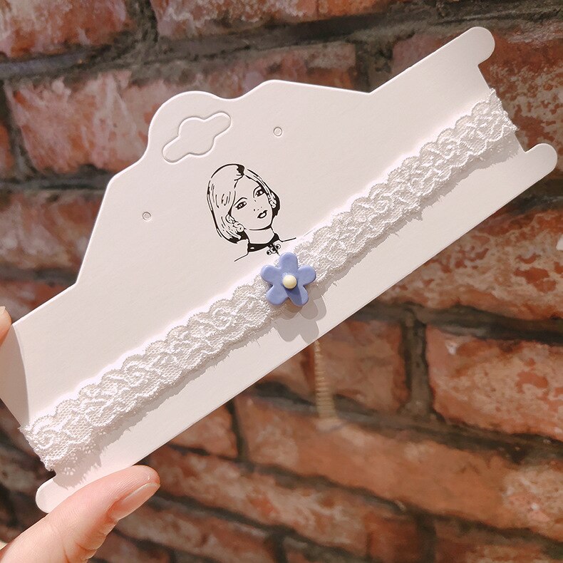 Håndlavet blonde stof choker fløjl kvinder klud halskæde vintage dame kort kæde halsbånd tilbehør sommerfugl daisy smykker: 3 blonde blomster