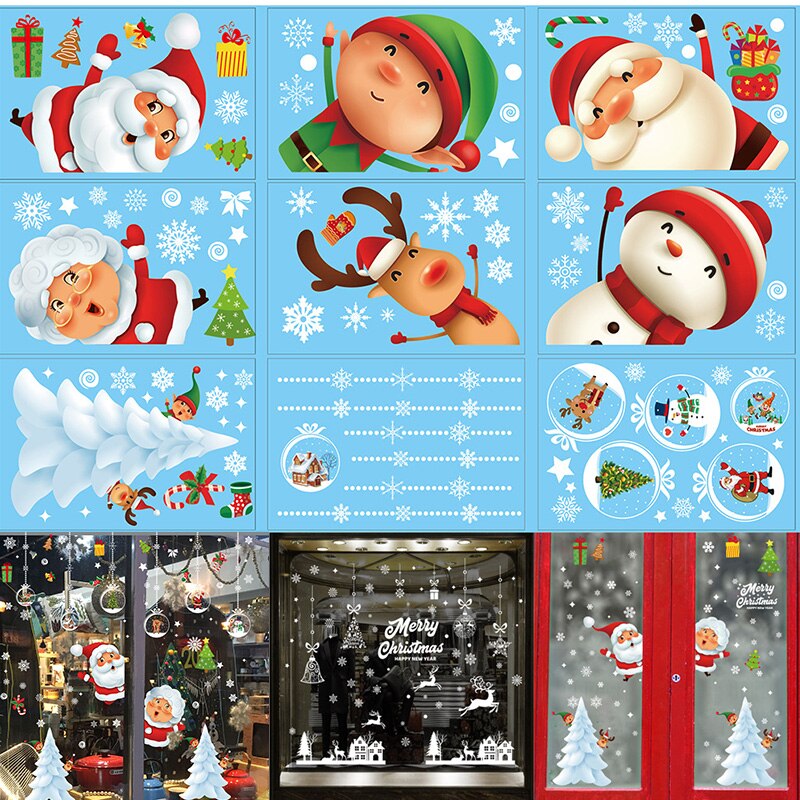 Kerst Raamstickers Kerstman Sneeuwvlok Stickers Winter Muurstickers Voor Kinderen Kamers Nieuwjaar Venster Kerstversiering