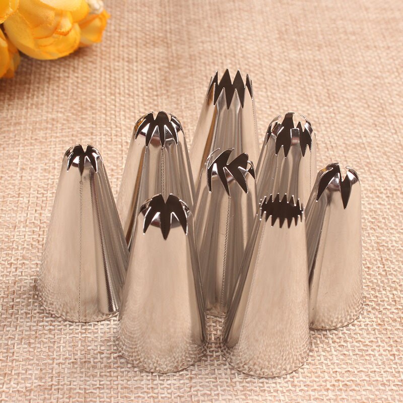 8Pcs Big Size Russische Pastry Icing Piping Nozzles Rvs Decorating Tip Cake Cupcake Decorateur Rose Accessoires Keuken