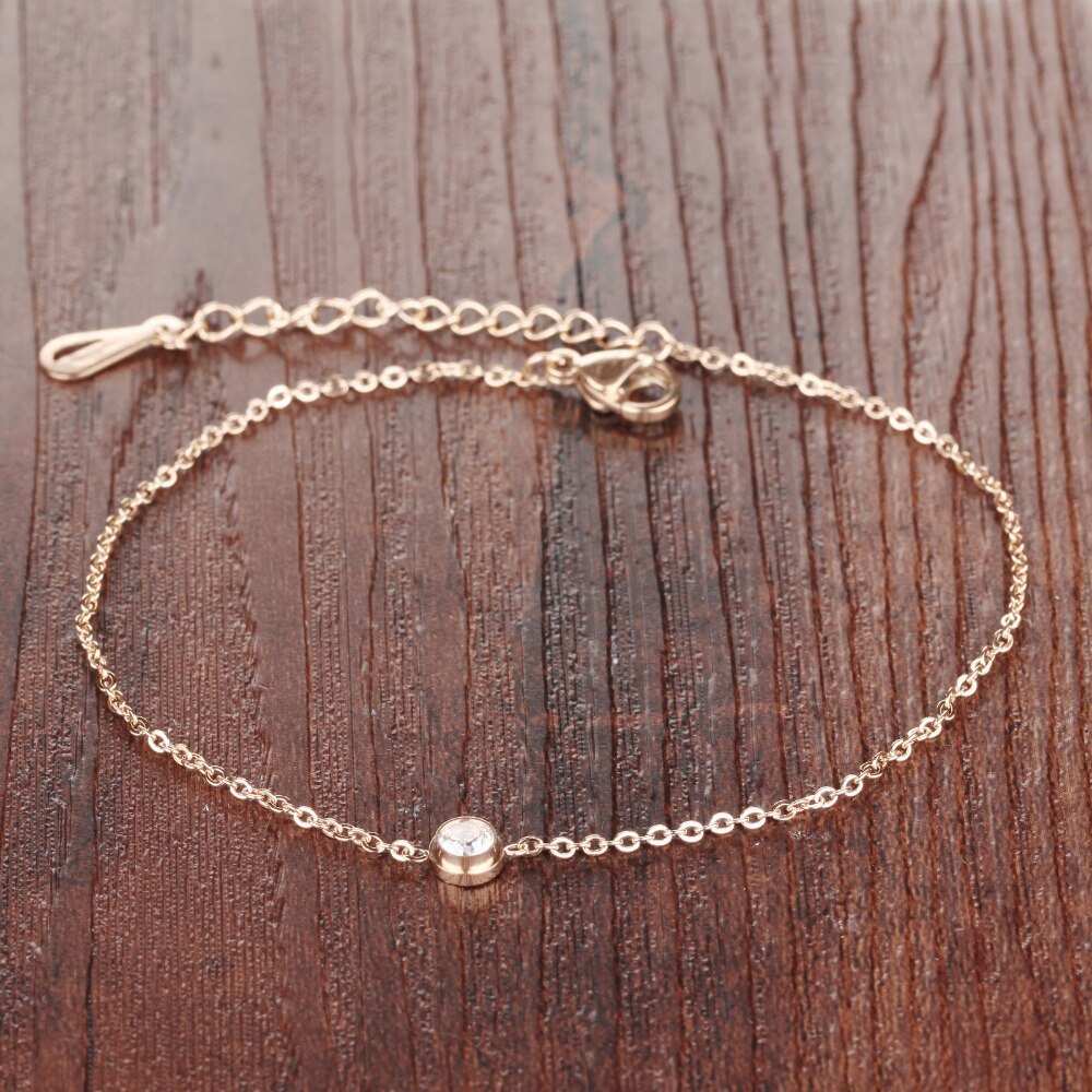 Mnwt Rvs Enkelbanden Voor Vrouwen Zirconia Vrouw Enkelband Casual/Sportief Rose Goud Kleur Dame Sieraden