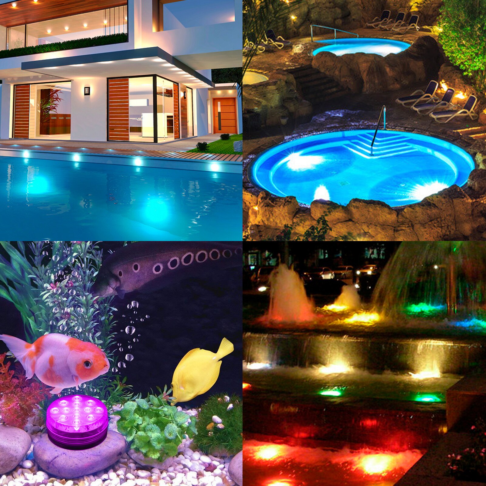 16 Colors Submersible Led Lights With Magnet and Suction Cup Pond Fountain Underwater LED Night Light for Pool Fishtank