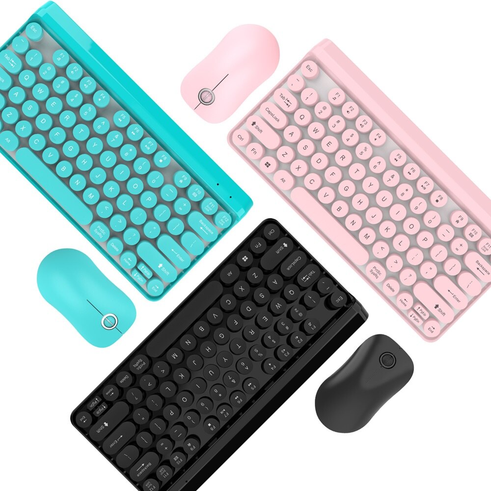 ZERODATE HXSJ V500 77 Key 2.4G Wireless Keyboard and Mouse Set Round Keycap,Ultra-thin Energy Saving Mouse
