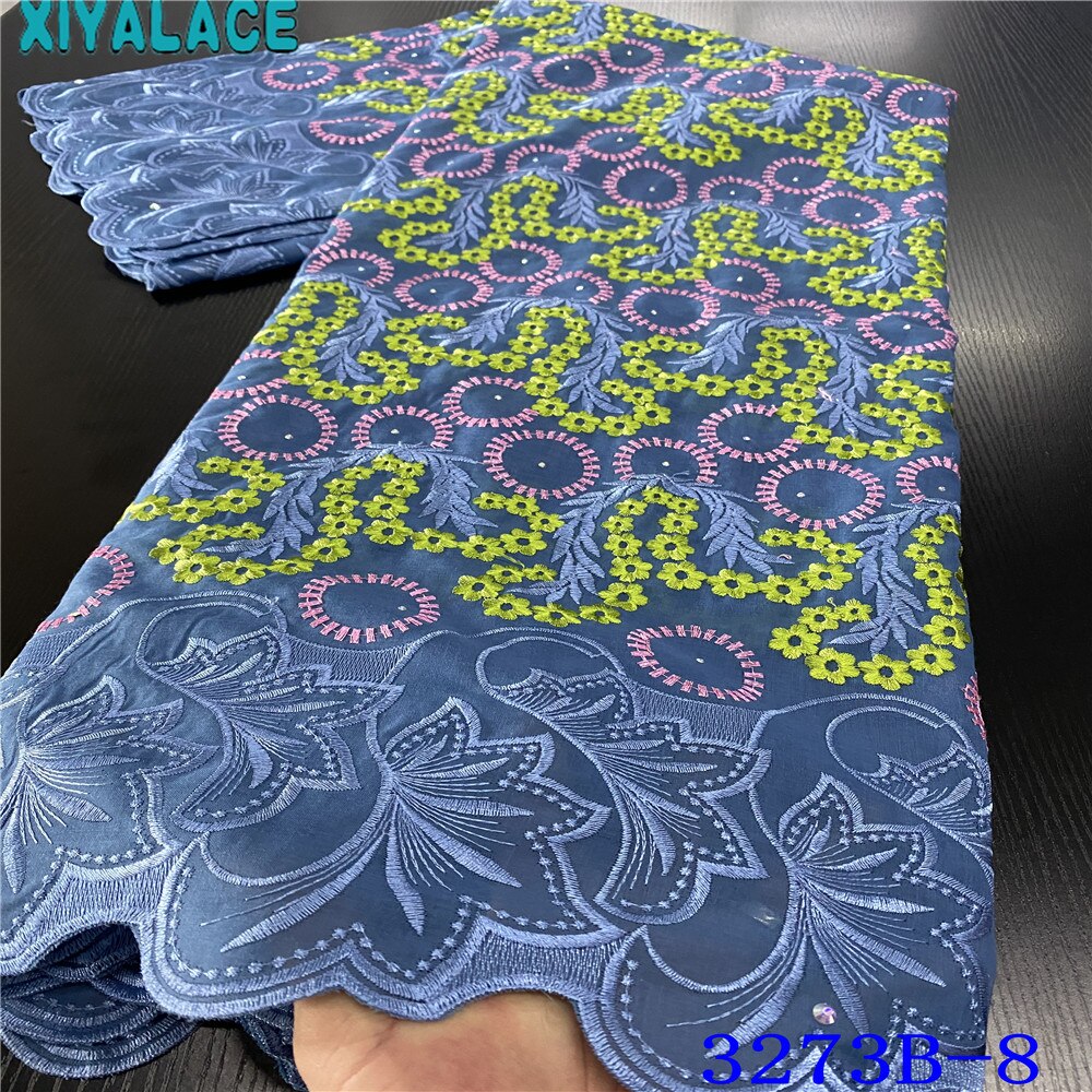 Tissu africain en dentelle sèche française Voile de suisse, tissu de en dentelle de coton brodée pour les robes de mariage, KS3273B: Picture 8