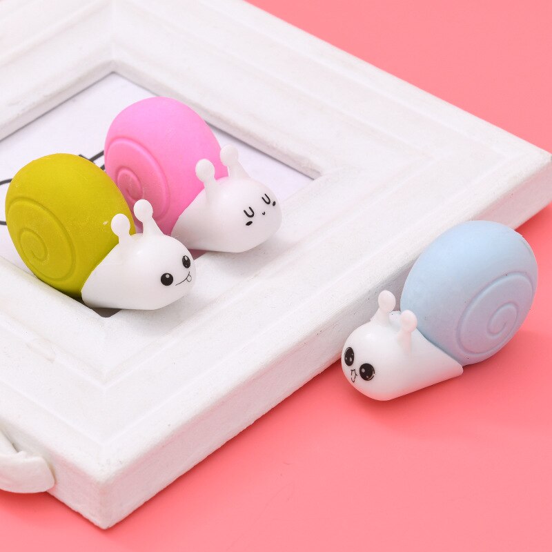 Goma de borrar de Caracol Kawaii para niños, borrador de lápiz de arte, dibujo, papelería, premios, suministros escolares, 1 Uds.