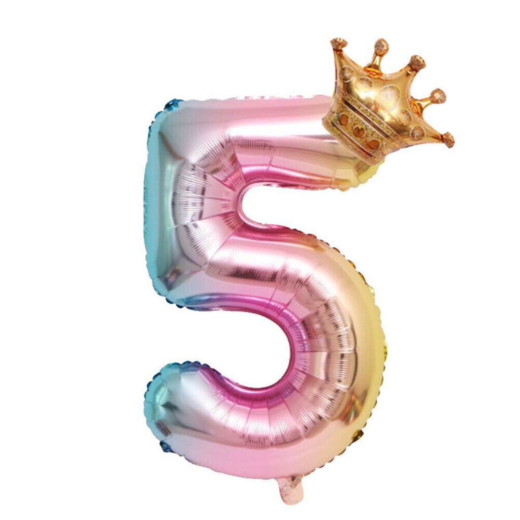 32 Inch Crown Number Foil Balloons Number Ballon Happy Birthday Party Decoration Wedding Party Decorations Ballons: F