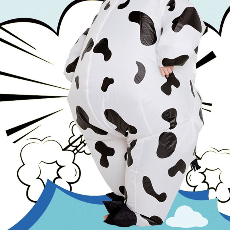 Cute Cartoon Cow Halloween Adult Cosplay Inflatable Suit Festive Party Clothing