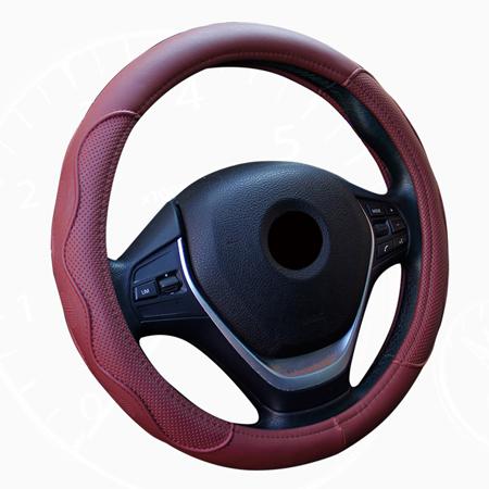 Universele 38cm/15&#39;Diameter PU Leather Sturing car steering Wheel cover omvat anti-slip Skidproof Duurzame stuurwieldekking Auto-accessoires: Wine red