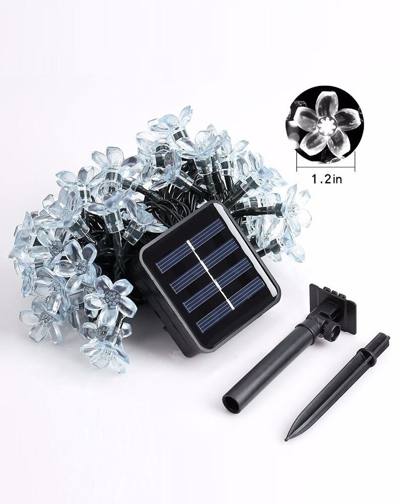 Solar udendørs julelys 20 50 led fe blomst blomst dekorativt lys til indendørs have gårdhave fest træ dekoration