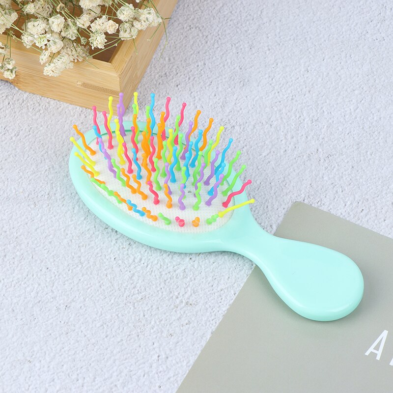 Baby Kids and Women Hair Comb Candy Color Plastic Hair Brush Child Portable Travel Anti-static Comfortable Head Massager Combs: light blue