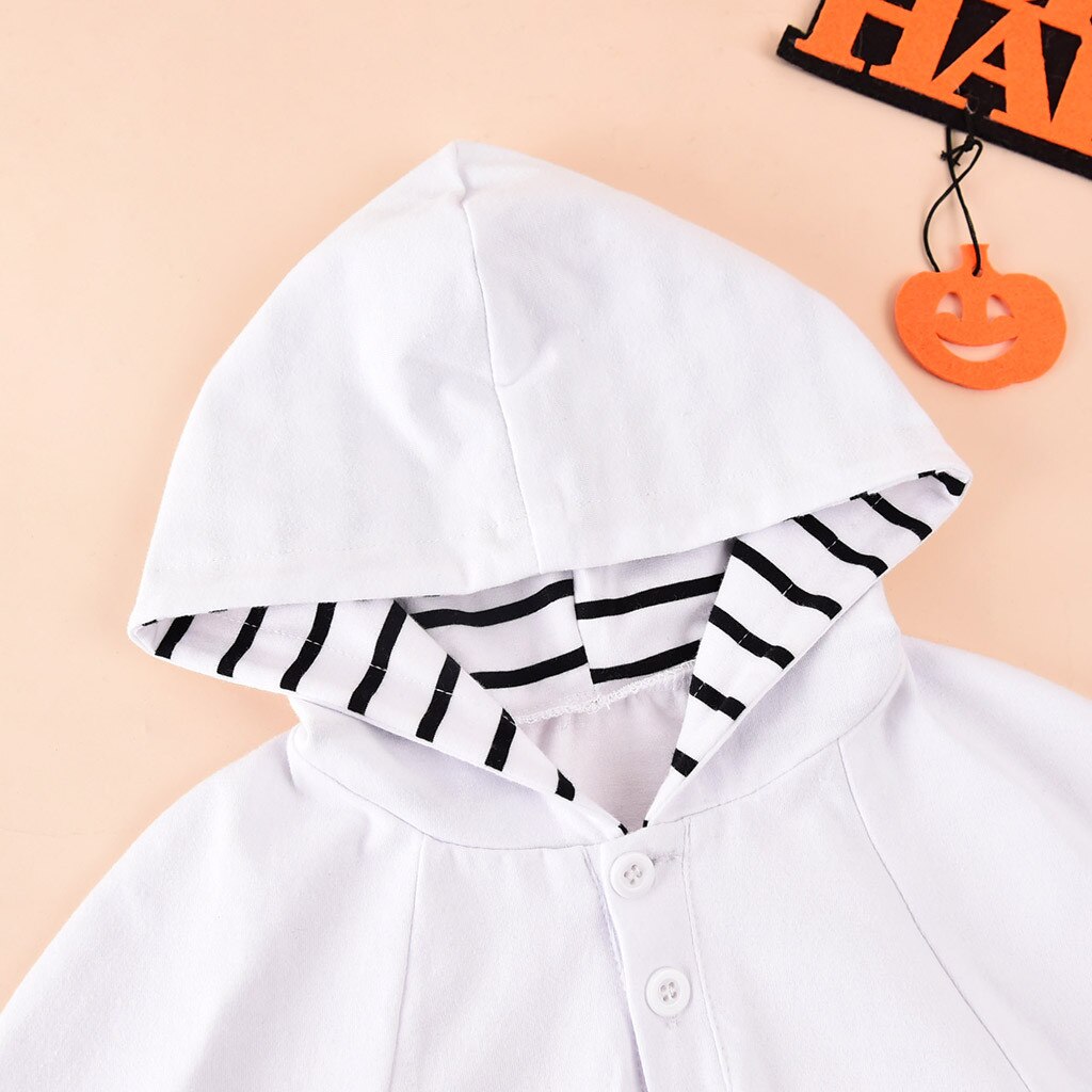 Peuter Infant Kids Baby Jongens Meisjes Cosplay Halloween Kostuum Ghost Gedrukt Tops Gestreepte Hooded Mantel Mantel Jas Bovenkleding # P4