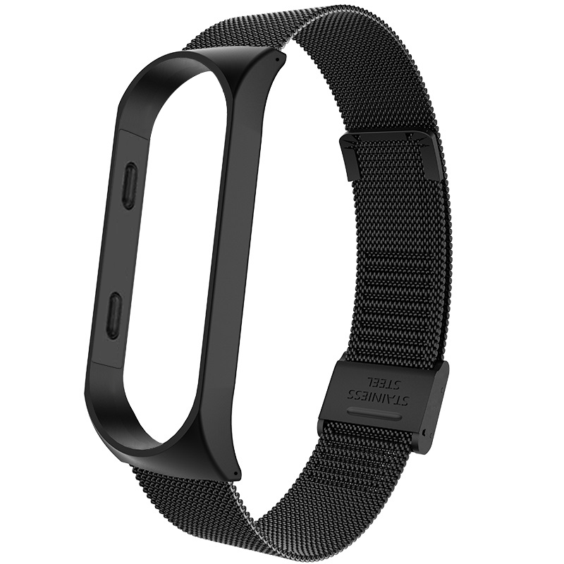 Bracelet de poignet de Bracelet pour Xiaomi Mi bande 3 MiBand 4 Bracelet en métal Bracelet en acier inoxydable Bracelet en option couleur: Black / For mi band 3