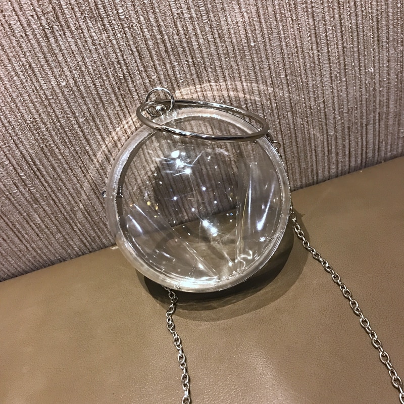 TekiEssica sac de soirée Transparent en forme de boule pour femmes sac de soirée pochette de mariage sac à main chaîne sac à bandoulière pour d'anniversaire