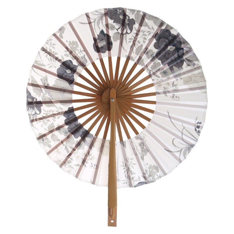 Japanese Flower Pocket Folding Hand Fan Round Circle Party Decor: D