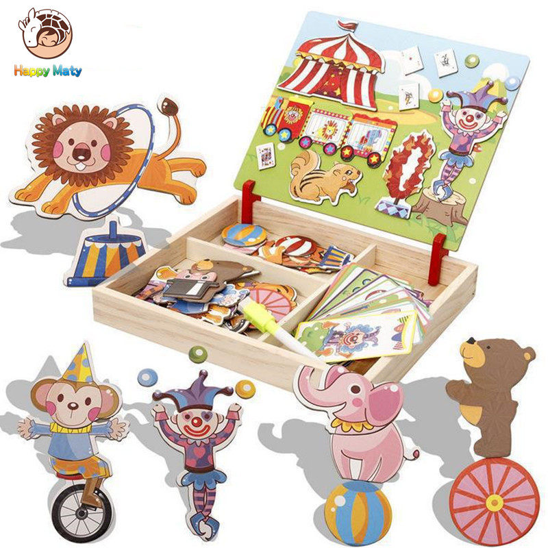 Children 3D Magnetic Puzzle Magnetic sticker Toys Cartoon Animals Traffic Puzzles Tangram Kids Educational Toy for Children