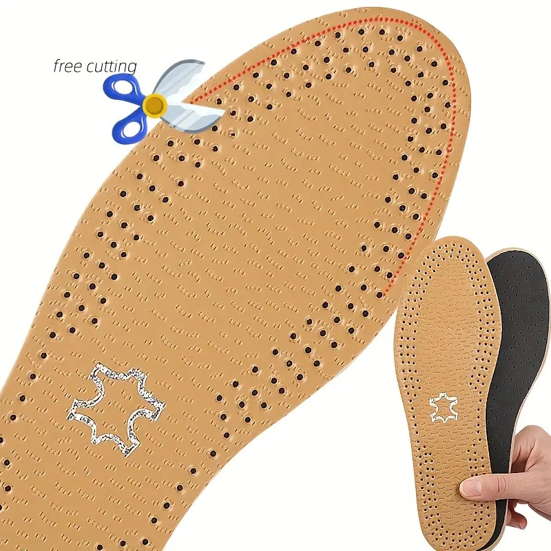 1 Pair Leather Leisure Insoles for Shoes Ultra thin Deodorization Breathable Shock Absorption Cushion Sole Insert