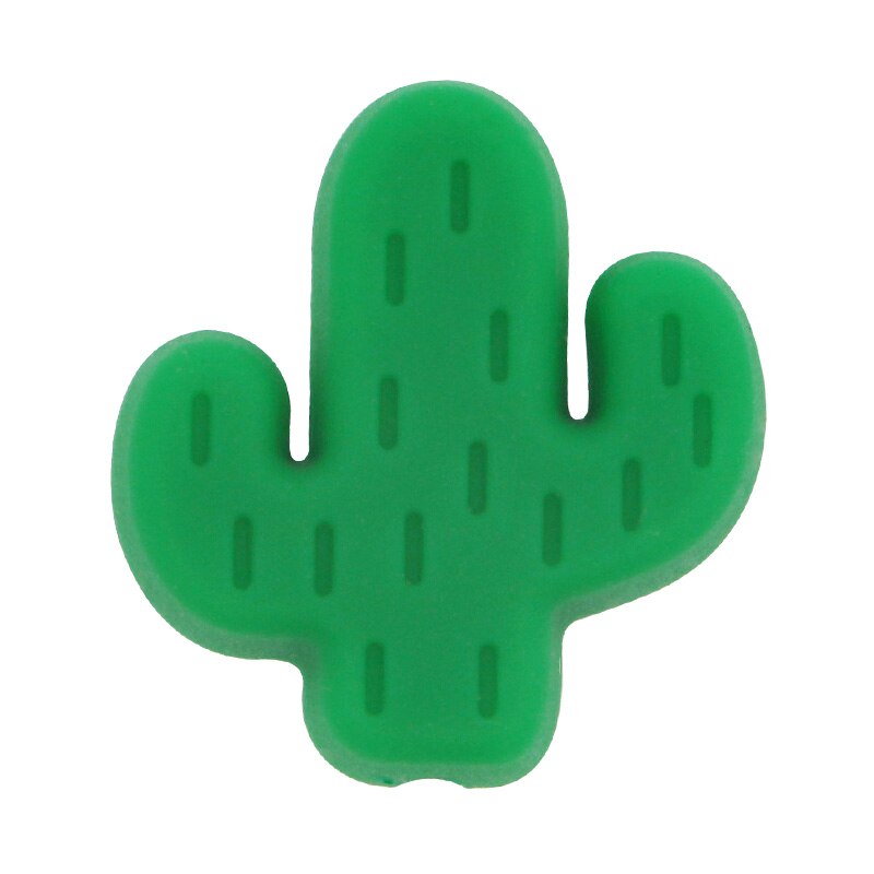 Kovict – attache-sucette en Silicone, 10 pièces, dessin animé petit Cactus bébé rongeur sans BPA nourriture, anneau de dentition soins infirmiers, perles: 10pcs Dark green