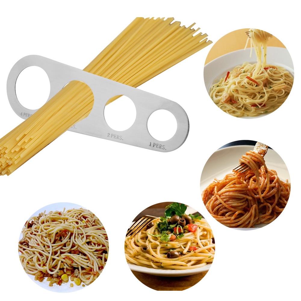 Rustfritt stål pasta nudler mål 4 hull spaghetti måler kjøkkentilbehør