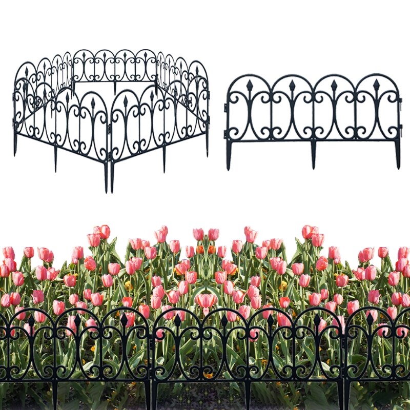 5pcs Decorative Garden Fence Outdoor Rustproof Landscape Wire Border Folding Patio Fences Flower Bed Fencing Barrier