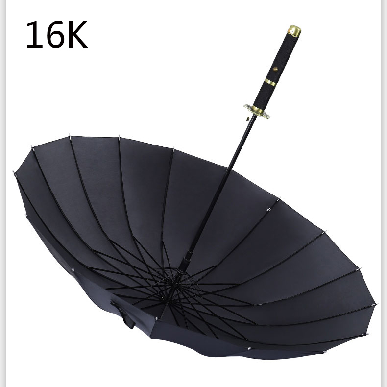 Japansk ninja-lignende paraply samurai sværd mænd store paraplyer regn kvinder vindtæt langt håndtag sombrilla automatico åben: Sort en stil 16k